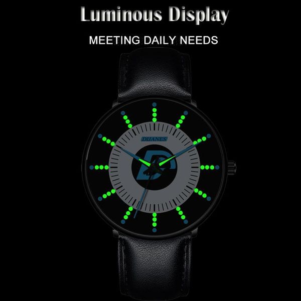 

ограниченное время buy2021 мода мужская минимализм часы мужчины черный кожаный ремешок кварцевые часы простые мужские повседневные светающие, Silver