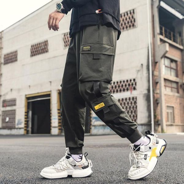 

multi-pocket men harem pants hip hop trousers streetwear sweatpants 2020 male casual fashion cargo pants mens jogger s-5xl1, Black