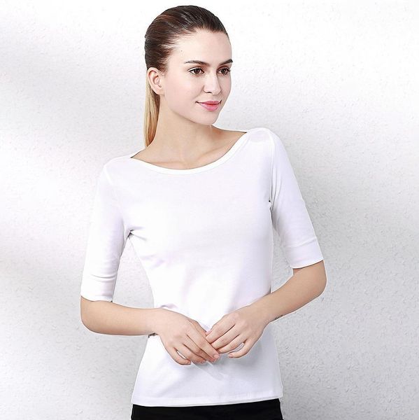 

cotton women t-shirt slash neck short sleeve women shirt all match lady black white gray yellow shir