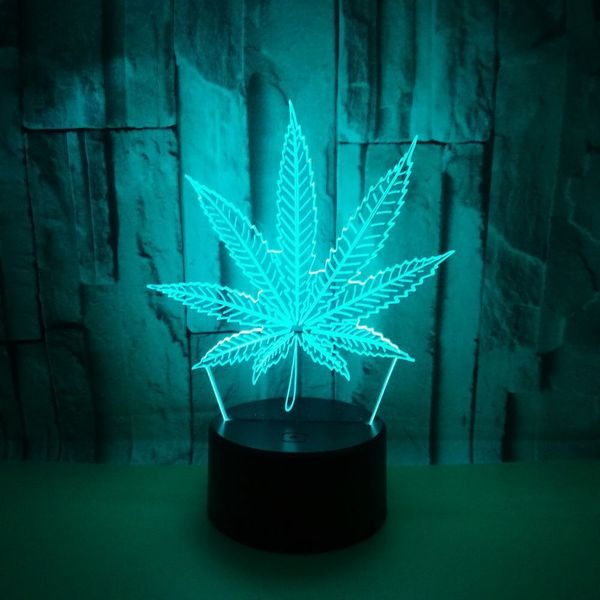 

rgb leaf 3d illusion colorful led lamp 7 usb poweredindoor night light aaa battery bin touch button dropshipping