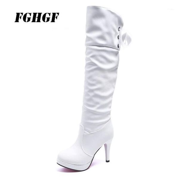 

boots autumn winter style joker high heel women over the knee waterproof platform belt casual boots1, Black