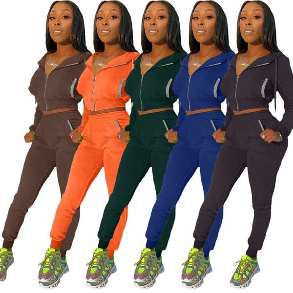 

l174 women's drill pocket casual sportswear two piece set, Gray