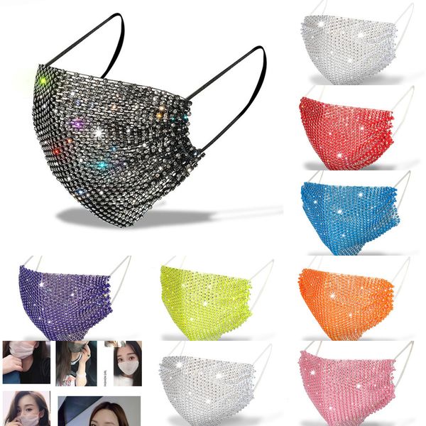 

2021 sequins designer fashion face black white red sunscreen mask with diamond masks trendy rhinestone facemask 3 n2eyh