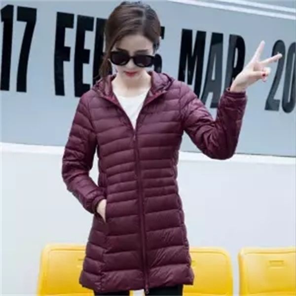 

4xl 2020 women's winter jackets white duck long female jacket quilted with hood ultra light portable parkas down coats 2y3p, Black
