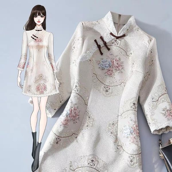 

ethnic clothing 2021 chinese style vintage women dresses cheongsam dress, Red