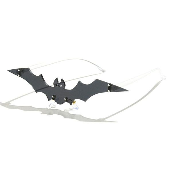 

sunglasses trendy frameless bat women 2021 designer retro metal sun glasses men party prom personality shades eyewears fml, White;black