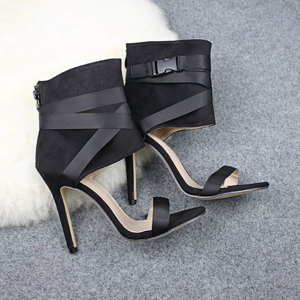 

2021 new european women's shoes, cross-fish mouth ultra-high heels and sandals. 3z25, Black