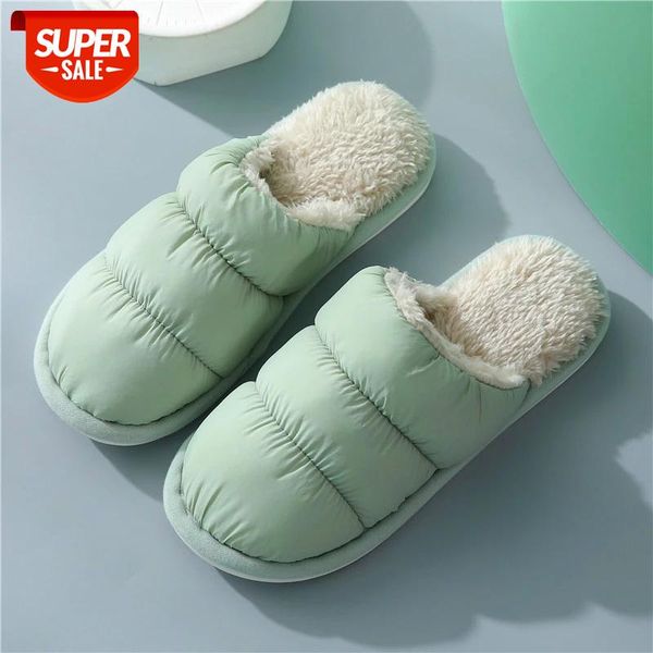

women's autumn and winter warm shoes solid color household slipper home indoor plush shoes female cotton warm soft slippers #u93e, Black