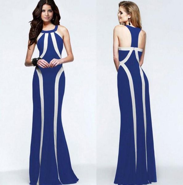 

matching women's evening hanging neck slim color long nightclub dress, Black;gray