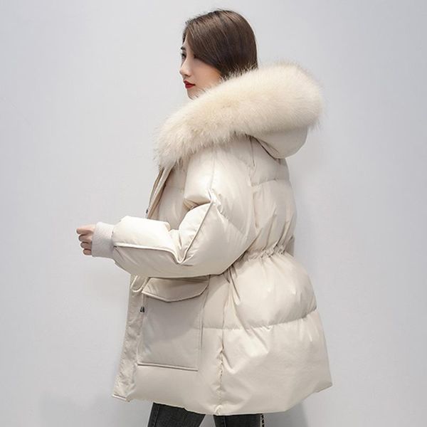 

bottle long down jacket whom han edition cultivate morality over-the-knee students accept waist white duck down jacket, Black