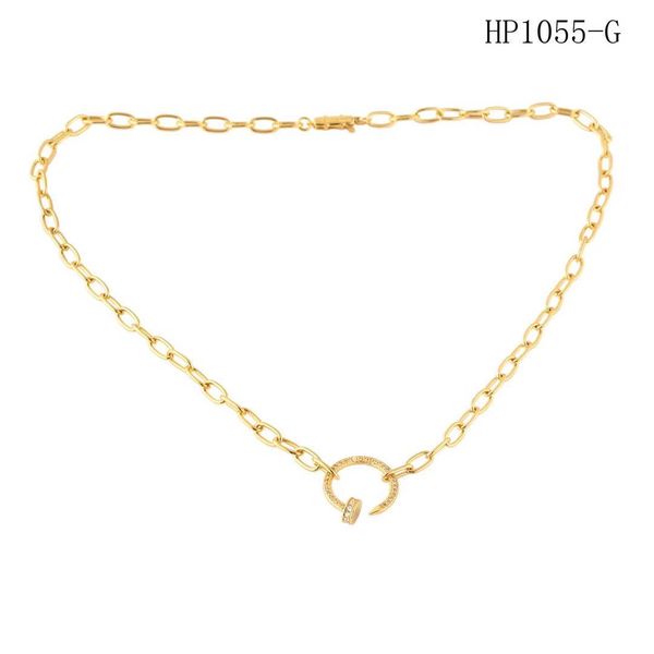 

hip hop jewelry thick chain gold necklace stainless steel jewelry nail pendant necklace for women diamond necklace wholesale, Silver