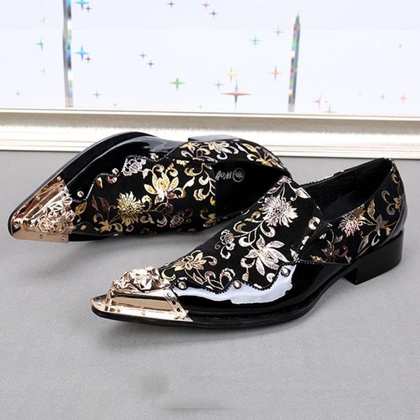 

factory direct selling men's british style leather shoes personalized iron hair stylist shoes pointed korean men's1, Black