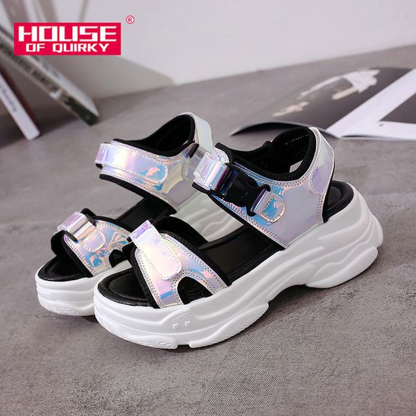 

open-toed women sport sandals wedge hollow out women sandals outdoor cool platform shoes women beach summer shoes 2019 new t200111, Black