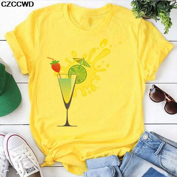 

yellow plus size women t shirts summer delicious juice funny print female t shirt small fresh harajuku woman tshirt clothes, White