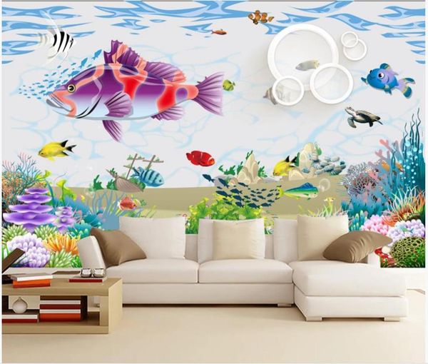 

custom p wallpaper for walls 3 d children's room underwater world murals simple background wall decorative painting