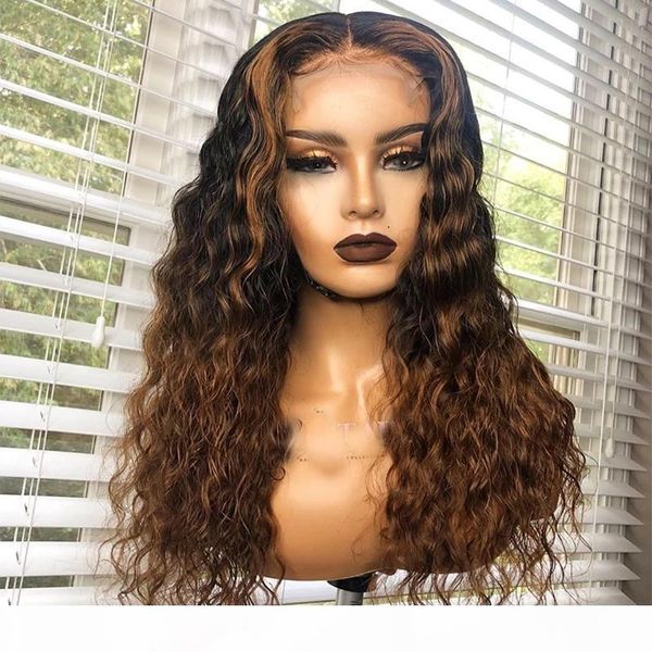 

ombre highlight lace front human hair wigs with baby hair 8-24 inches brazilian remy hair bleached knots, Black;brown