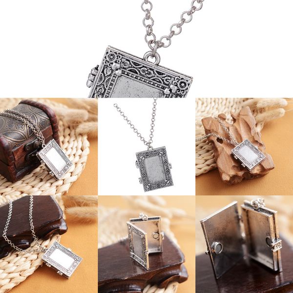 

frame openable square pendant p retro box gothic locket necklace jewelry5c1p