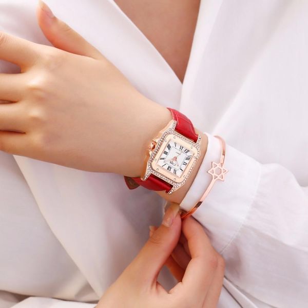 

relogio feminino 2020 fashion women rhinestone watch classic rome square ladies casual leather quartz watch zegarek damski wmteza, Silver