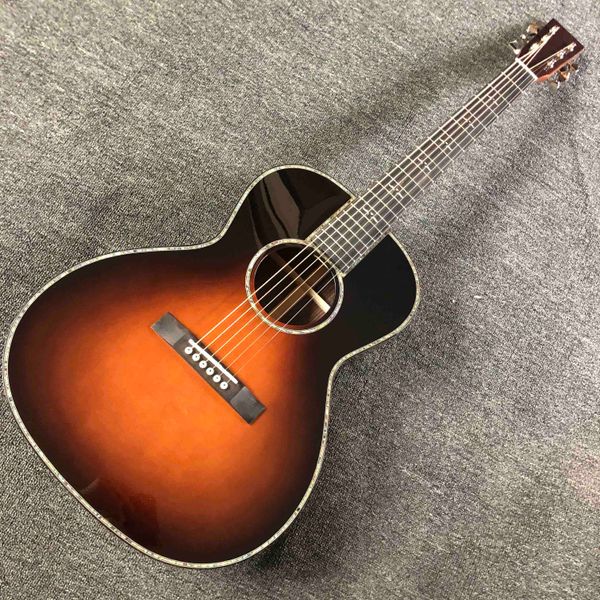 Custom Tudo Sólido Madeira Ebony Fingerboard 39 polegadas OOO Guitarra Acústica Abalone Ligação Aceite Guitar OEM