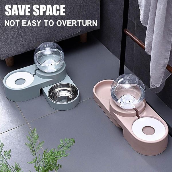 

non-wet mouth bowl for pet cat and dog double bowl automatic water feeder cat bowls