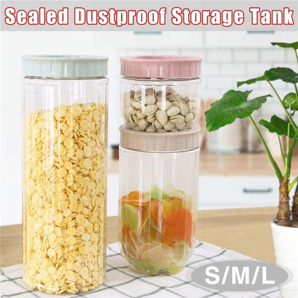 

3pcs/set transparent storage tank kitchen grains sealed jar plastic grain containers square nut snack storage box60
