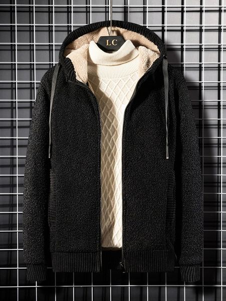 

men drawstring teddy lined fleece hooded jacket without sweater f7iu#, Black;brown