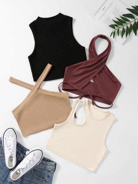 

4pcs rib-knit w3c0#, White