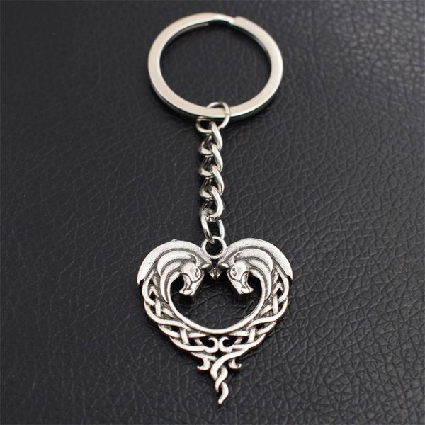 

bronze celtics heart keychain men women 12pcs love horse jewlery bag car key chain ring, Silver