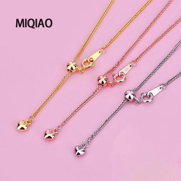 

chains miqiao 925 sterling silver chopin chain long 50 60 65 cm wide 1.3 mm golden rose gold color men women necklace accessories love