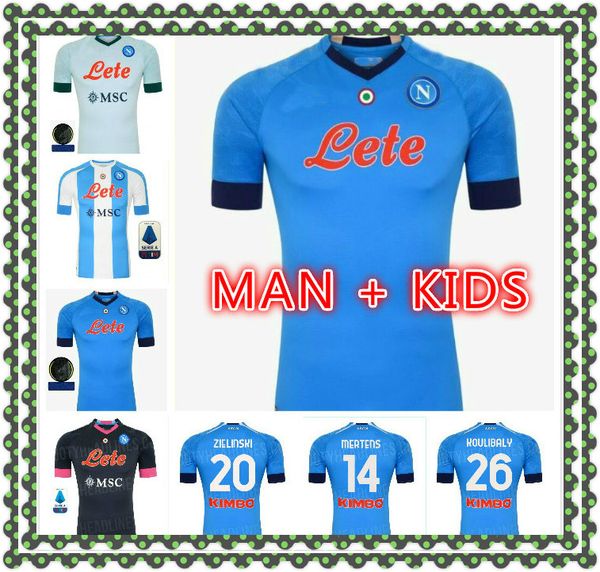 

20 21 21 футбол джерси неаполь 2020 2021 koulibaly insigne insigne milik mailoots h.lozano mertens men kids kit футбольная рубашка мальчики, Black;yellow