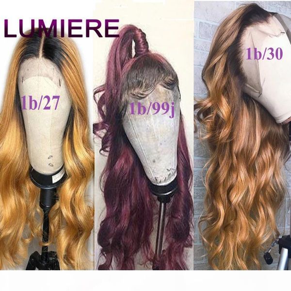 

glueless 1b 99j brazilian body wave wig 13x4 colored human hair wigs ombre black burgundy blonde lace front human hair wig remy, Black;brown