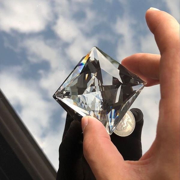 

75mm square crystal chandelier drilled lamp prism parts drop diy pendant decor suncatcher haning ornament h jllgel