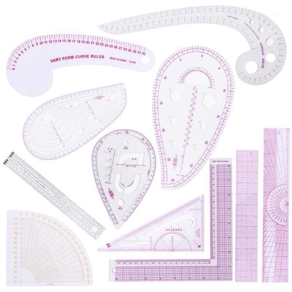 

11pcs/set tailor grading sleeve cage ruler measure sewing dressmaking yardstick drawing template patchwork tool1, Black