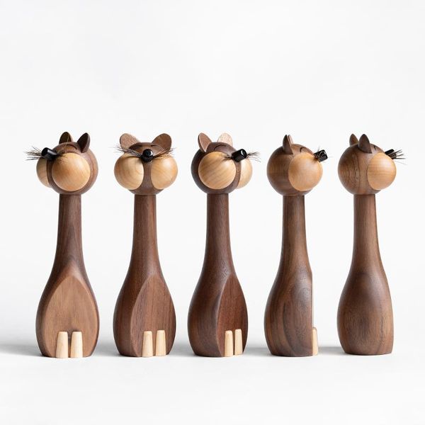 

decorative objects & figurines cat figurine wood decoration cute things miniatures cats decor design for home kawaii children's room nu