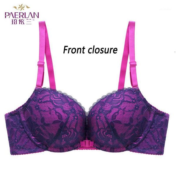 

fashion bra new small chest thickening gathered bra beauty back blue female wire front buckle lace-side underwear1, Red;black