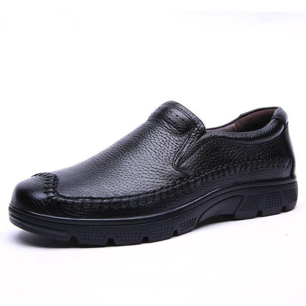 

dress shoes 28-51 genuine leather men oxfords for slip on plus size large, Black