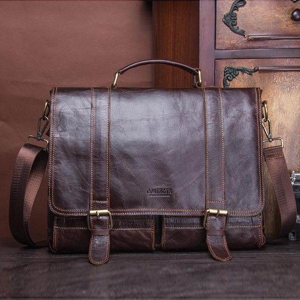 

men's briefcase genuine leather business handbag lapcasual large shoulder bag vintage messenger bags luxury bolsas1