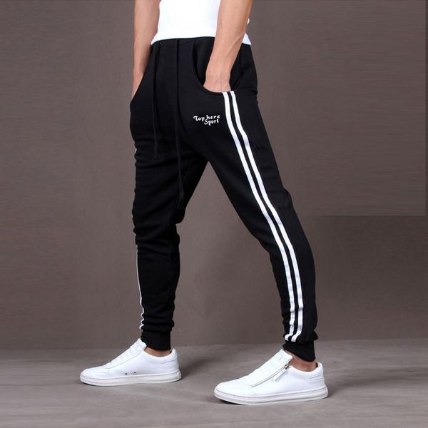 

мужские joggers повседневные брюки фитнес спортивная одежда косцейстраз нижние днищие двухменные двухселистые брюки брюки джоггер трек брюки, Black