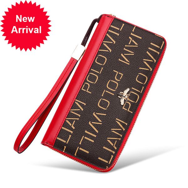 

new european and american circle wild fashion long portfolio great multi-function female purse clutch, Red;black