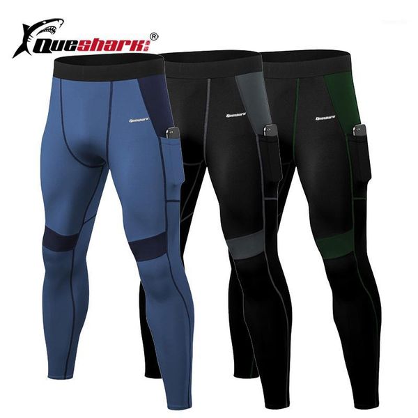 

running pants patchwork compression tights men phone pocket elastic sports leggings fitness training basketball long underwear1, Black;blue