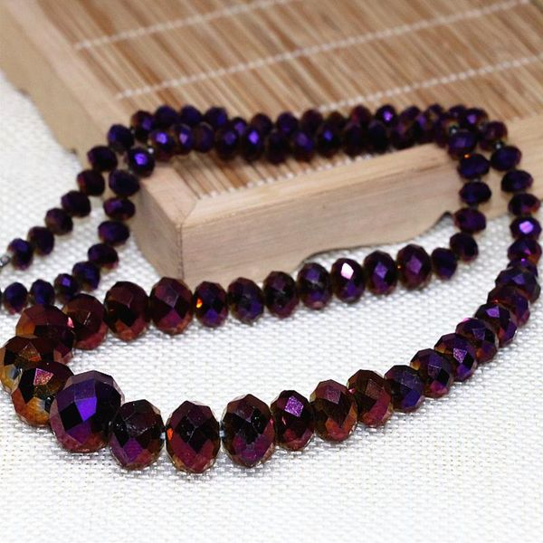 

chokers purple crystal glass 6-14mm abacus rondelle faceted beads diy chain necklace wholesale price romantic jewelry 18inch b641, Golden;silver