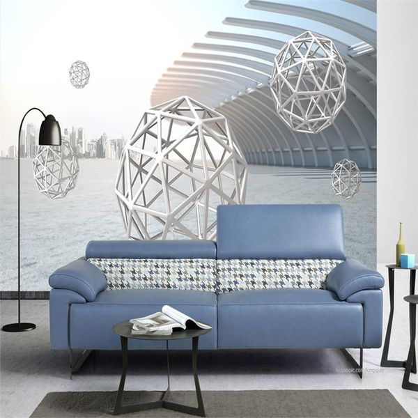 

3d custom wallpapers abstract art decorative painting wall murals science hollow ball p for living room bedroom home decor