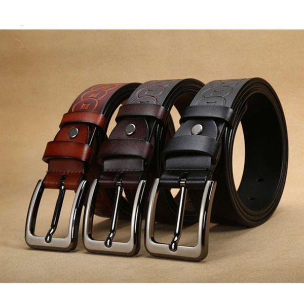 

belt men's carving leather belt high grade men's pin buckle belt, Black;brown