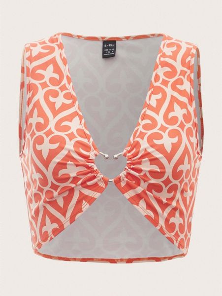 

o-ring detail allover print tank k3ok#, White