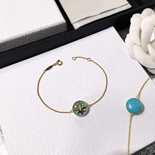 

fashion jewelry female 925 sterling eight-pointed star fritillary five-flower compass bracelet designer fashion jewelry for woman, Black