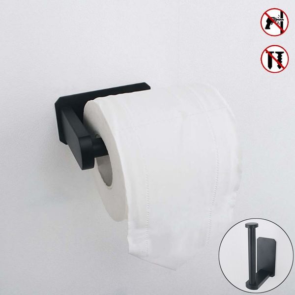 Schwarzer Toilettenpapierhalter aus 304 Edelstahl, WC-Rollenhalter, selbstklebender Papierhandtuchhalter, kreativ für Küche, Badezimmer, Hardware Y200108