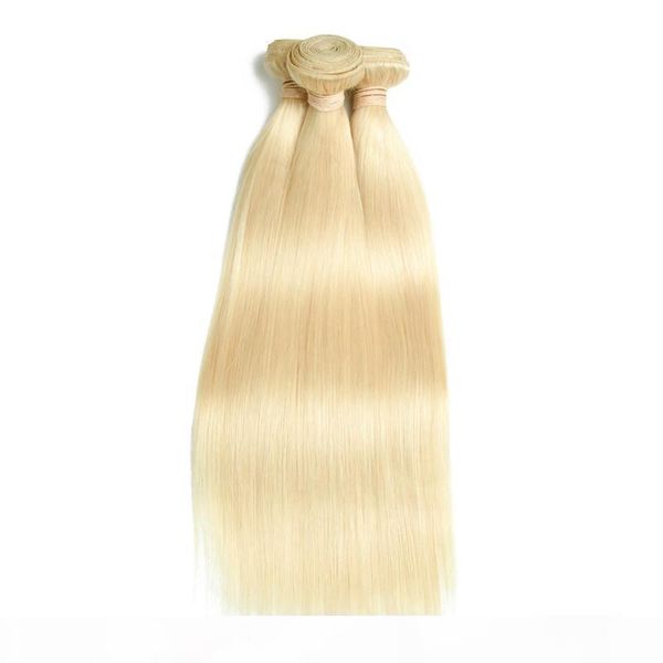 

9a bleach blonde color 613# brazilian peruvian malaysian indian straight virgin human hair weaves bundles remy hair 3 or 4pcs, Black