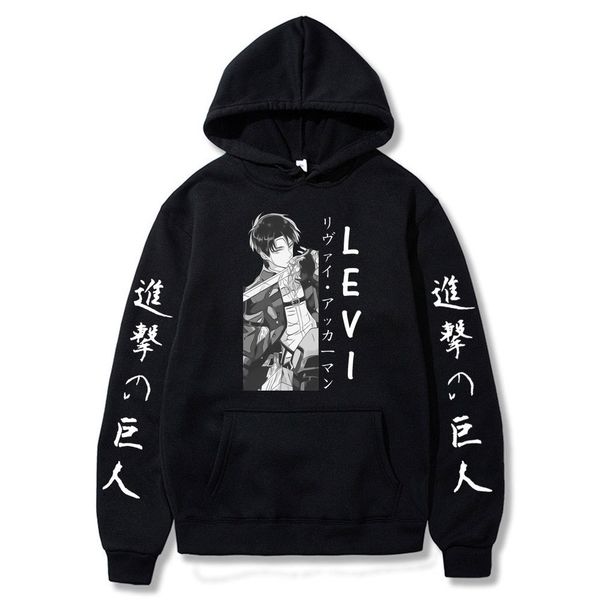 

men hoodie attack on titan printed pullover sweatshirt men fashion hip hop anime hoodie fashion vintage hoodie men y0111, Black