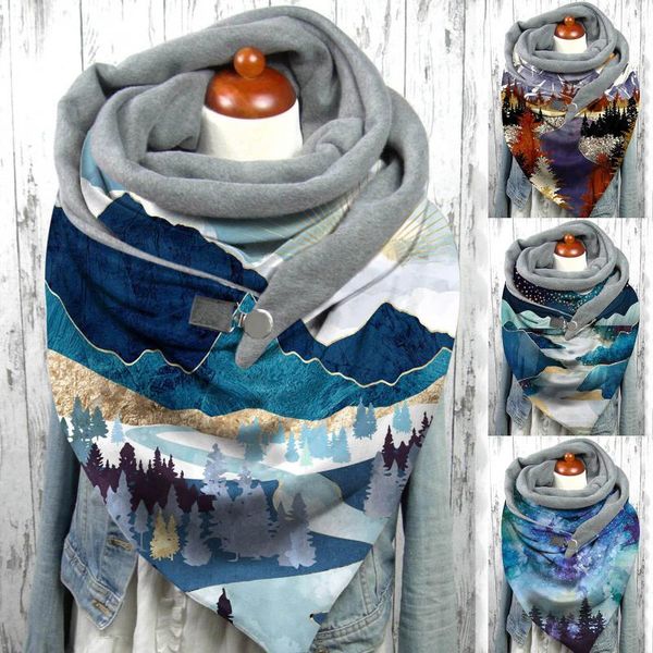 

женщины горный печать шарф мода многоцелевой шал шарф, Blue;gray