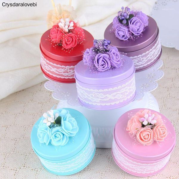 

10/30pcs lace decor storage box for party supplies flower design wedding candy gift box tin round caddy metal favor organizador1